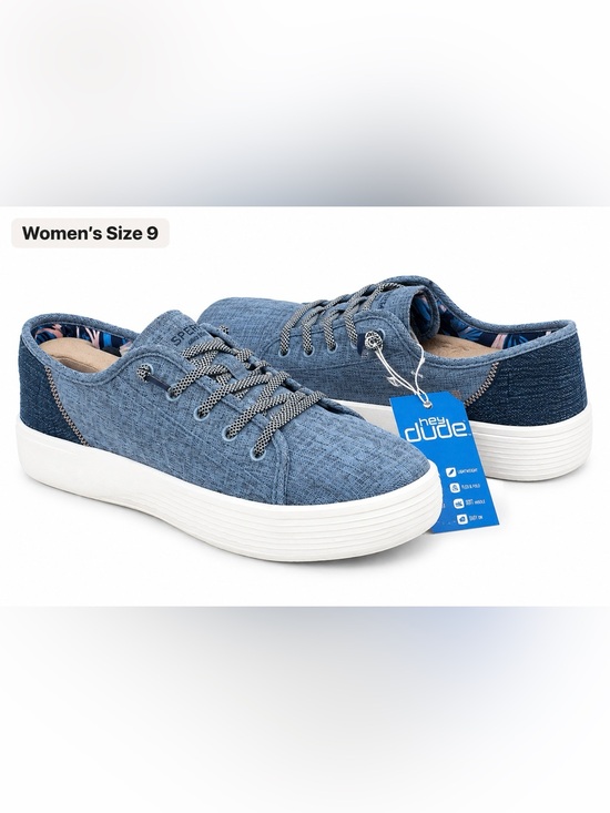 Hey Dude Shoes - Hey Dude Women’s Size 9 Blue Casual Lace Up Sneakers Lightweight Shoes NWT
